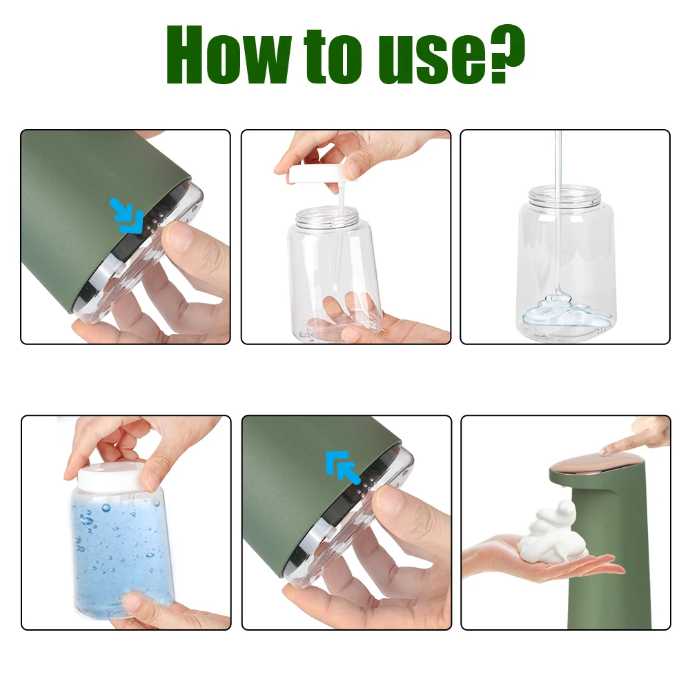 450ML Foam Liquid Soap Dispenser Hand Free USB Rechargeable Portable Touchless Automatic Foaming For Bathroom Kitchen 6