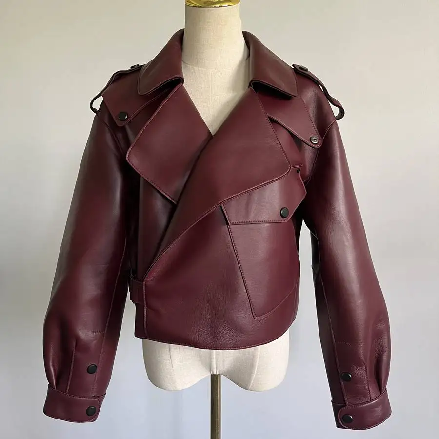 Pink Java Qc20003 New Arrival Real Leather Jacket Women Coat