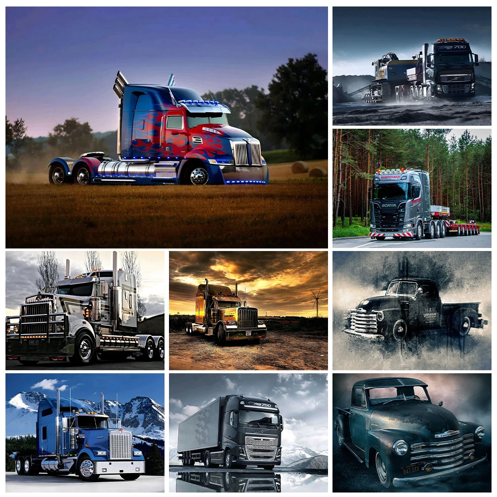 Truck 5D Diamond Painting Retro Car Photo Diy Diamond Embroidery Cross Stitch Living Room Bedroom Wall Decoration Handmade Gifts