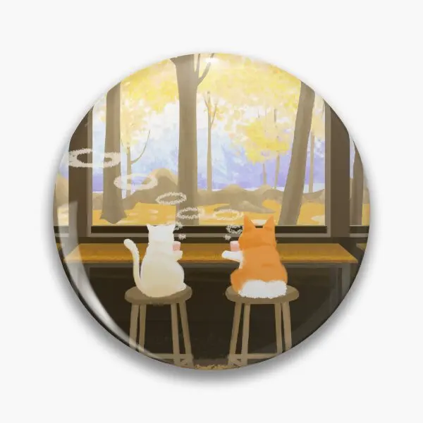 

Coffee Time Soft Button Pin Cute Cartoon Lapel Pin Metal Women Creative Clothes Badge Fashion Collar Funny Jewelry Brooch Lover