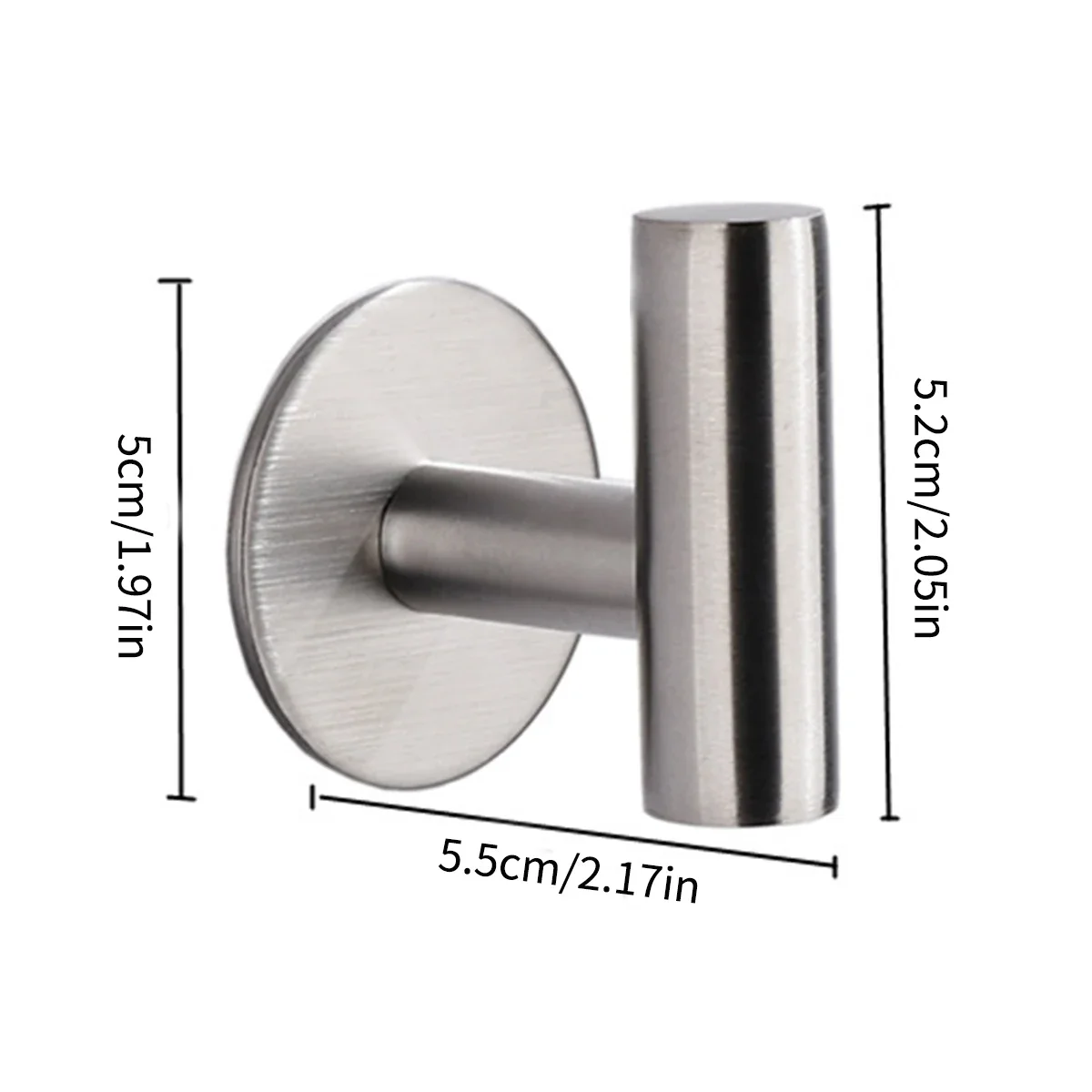 Description Picture 2 of item2PCS Adhesive Wall Hook Stainless Steel Robe Sticker Hooks Towel Coat Key Pants Hangers Bathroom Kitchen Storage Accessories