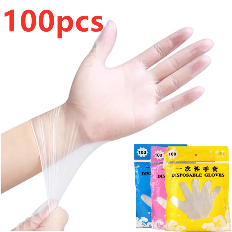 100PCS Kitchen Disposable Gloves Plastic Film Household Gloves Clean
