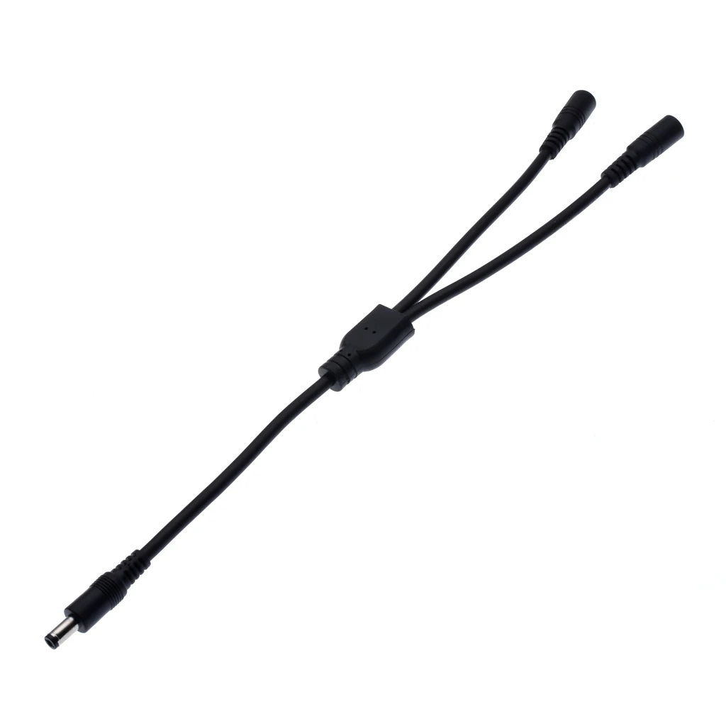 DC Power Splitter Cable 1 Male to Dual Female 5.5mm x 2.1mm 18AWG 32cm For CCTV Security Cameras DVR