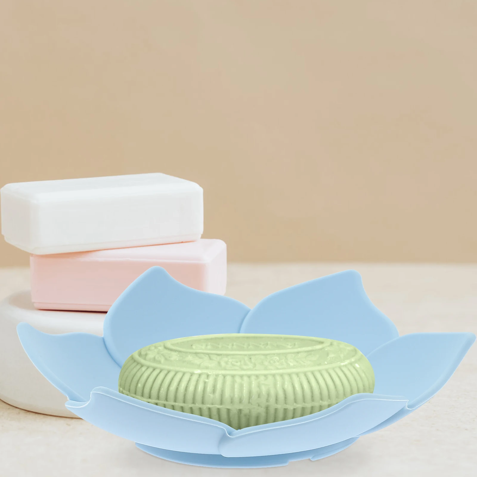 

2pcs Flower Shaped Silicone Soap Dishes with Draining Bathroom Bar Soap Holder for Shower Extend Soap Life Bathroom Accessories