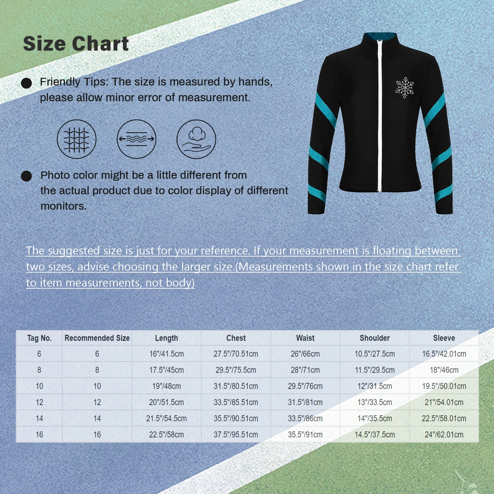Kids Fleece Outfit Kids Girls Fleece-Lined Jacket Long Sleeve Coat Zipper Stand Collar Sweatshirt for Figure Ice Skating Gymnastics Dance Workout