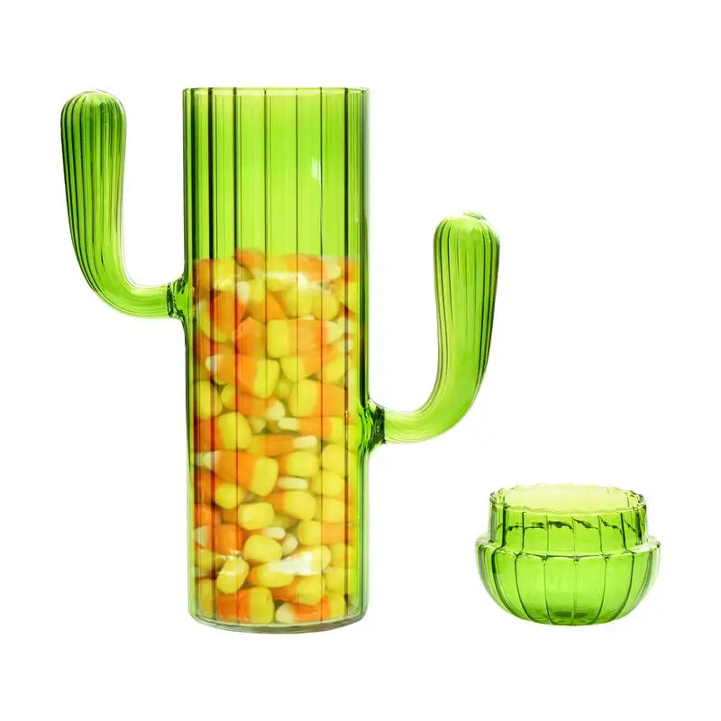 

Cactus Candy Jar Coffee Canister With Lid Food Container Cactus Shape Snack Jar Coffee Canister Glass Jar For Coffee Tea Sugar