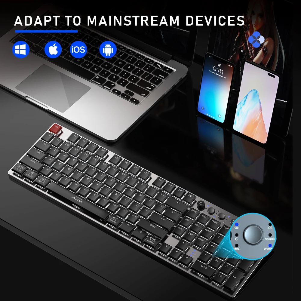 keyboard for multiple computers AULA F2090 Wireless Game Mechanical Keyboard Ultra Thin 104 Keys Support Bluetooth-compatible/Type-c for Desktop PC Laptop PC best pc gaming keyboard