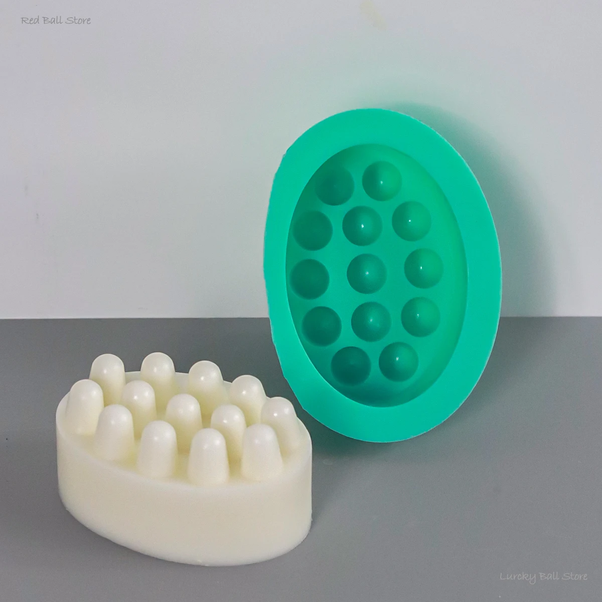 3Holes Massage Silicone Soap Mold DIY Oval Candle Resin Cement Mould 3D Spa Massage Therapy Soap Making Tool Set