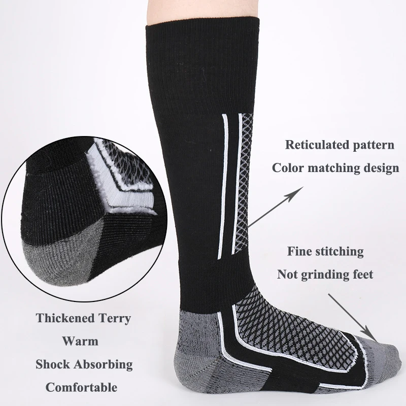 Sport Ski Socks Performance Knee High Thermal Cushion Mountaineering Sock Women Men for Skiing Snowboarding Cold Weather