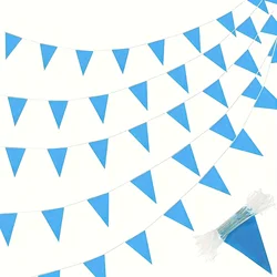 Elegant Navy Blue Bunting Garland - 10m/33Ft Pennant Banner for Celebrations and Events (Sky blue)