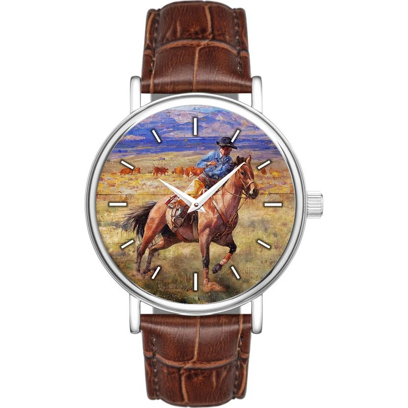 New Men'S Watch Quartz Wristwatches Fashion&Casual Leather Watch Horse And Spanish Bullfighter For Men