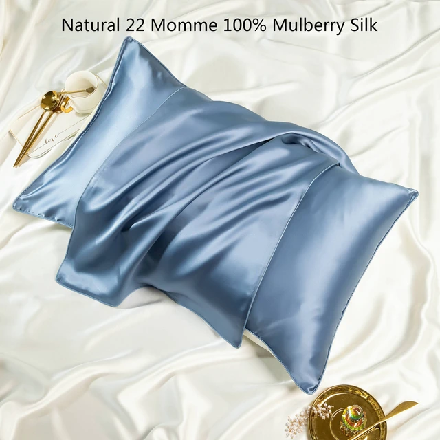 Funda Almohada color Blanco 100% SEDA MULBERRY SILK, 22 Momm