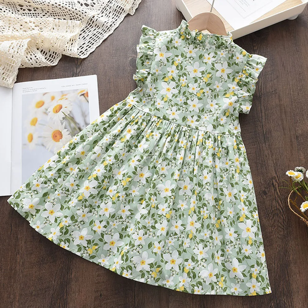 Bear Leader Girls Casual Dresses 2022 New Summer Kids Baby Flowers Print Costumes Floral Party Birthday Princess Vestidos 2-6Y 2