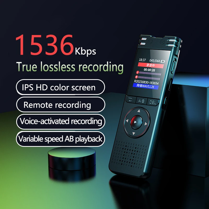 

Диктофон 32G типа C, перезаряжаемый Цифровой миниатюрный MP3-плеер с двумя микрофонами 3072kbp, шумоподавление звука Hi-Fi