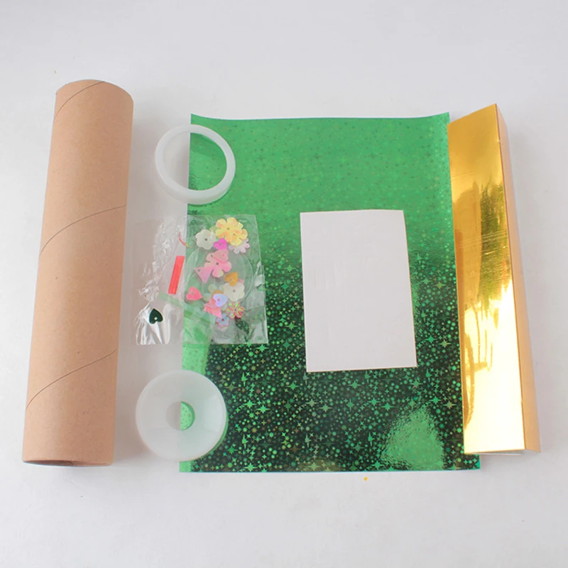 1Set 18cm Random DIY Rotating Kaleidoscope Kits Scientific Experiment Teaching Tools Educational Toys For Children Kids Gifts