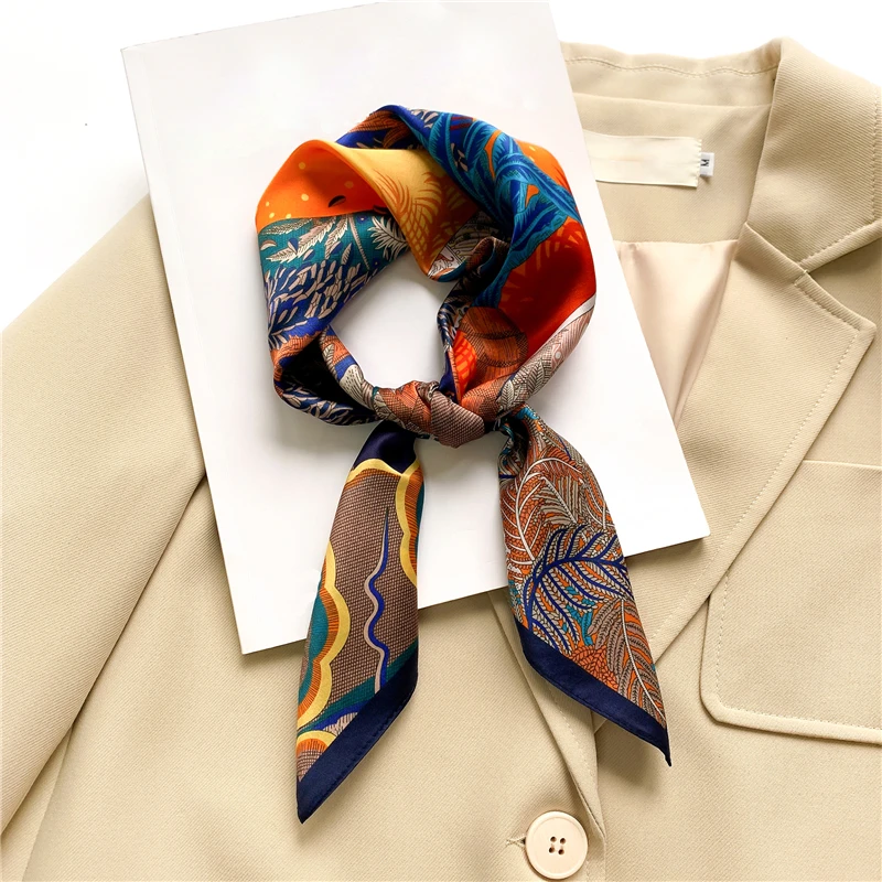 

New Design Print Square 100% Pure Silk Scarf Women Scarves Hairband Office Lady Neckerchief Foulard Elegant Female Bandana 2022