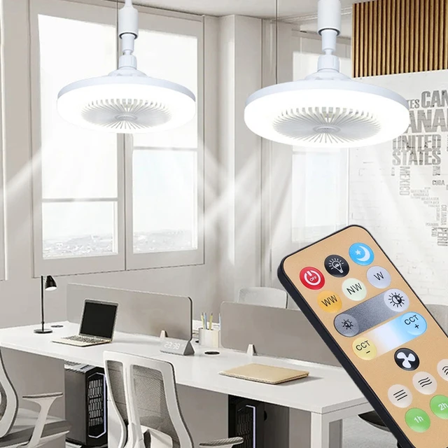 Ventilateur de plafond intelligent avec télécommande, lampe d'éclairage, base de convertisseur, chambre et salon, 85-265V, 3 en 1 1