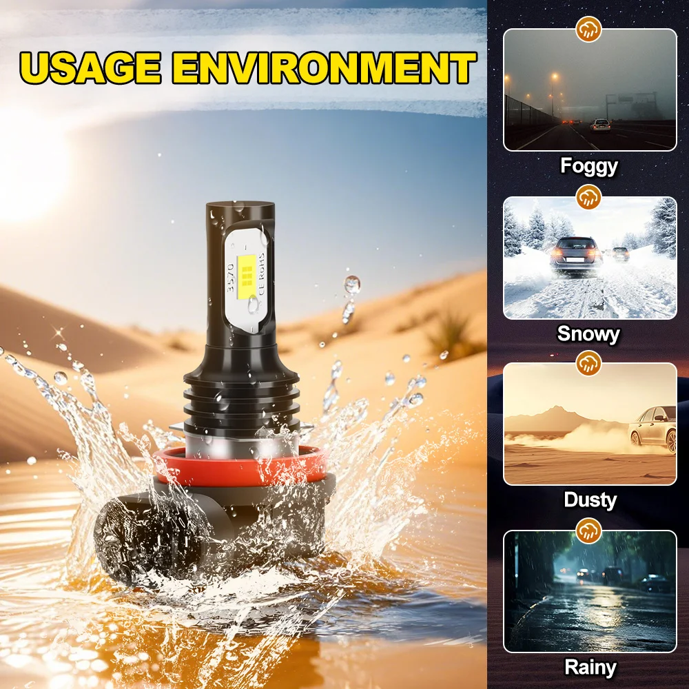 2개 LED H8 H11 안개등 전구 라다 칼리나 II 2192 해치백 2194 에스테이트 니바 Mk2 2123 자동차 주행등 6000K 백색 12V