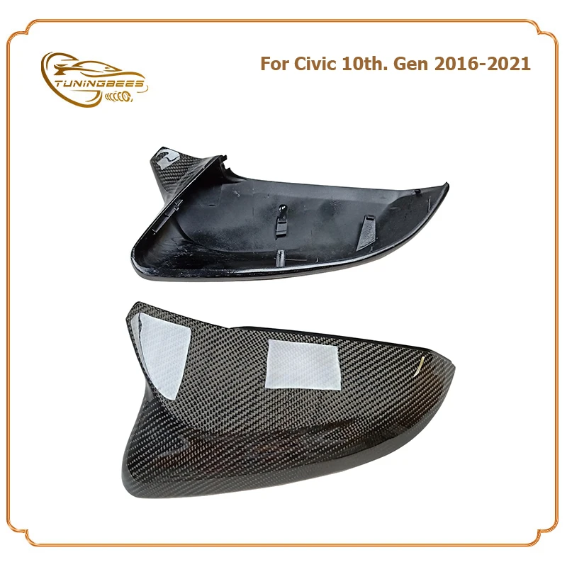 

Add on/Replace Carbon Fiber Mirror Cover For Honda Civic 2016 2017 2018 2019 2020 2021 10th. Gen Rearview Side Door Ears Cap