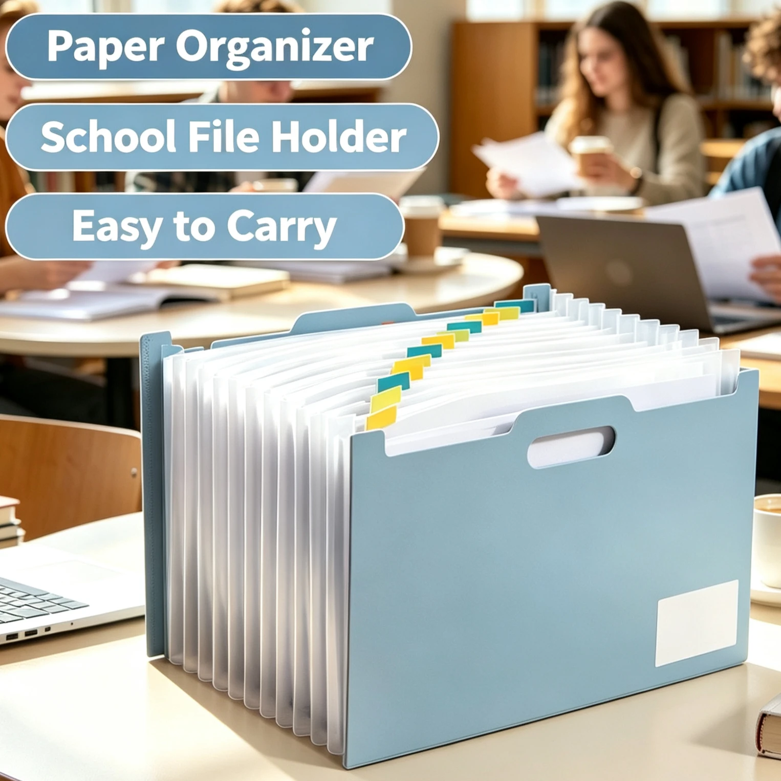 Organizzatore per Documenti a Fisarmonica con Apertura Superiore, 13 Tasche, Tasca per Etichette, Formato A4, Cartella Portadocumenti da Scrivania