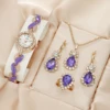 5pcs Fashion Versatile Watch For Women Watch 2023 Fashion Versatile Women's Love Watch Band Rhinestone Set Diamond British watch 1
