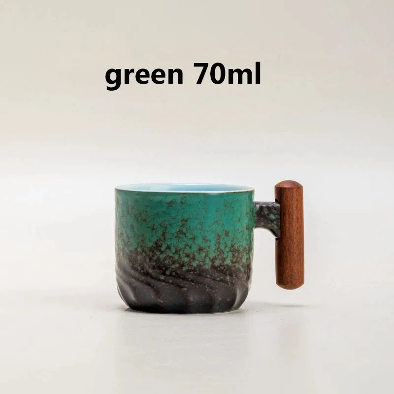 Handcrafted Vintage Coffee Mug with Wooden Handle