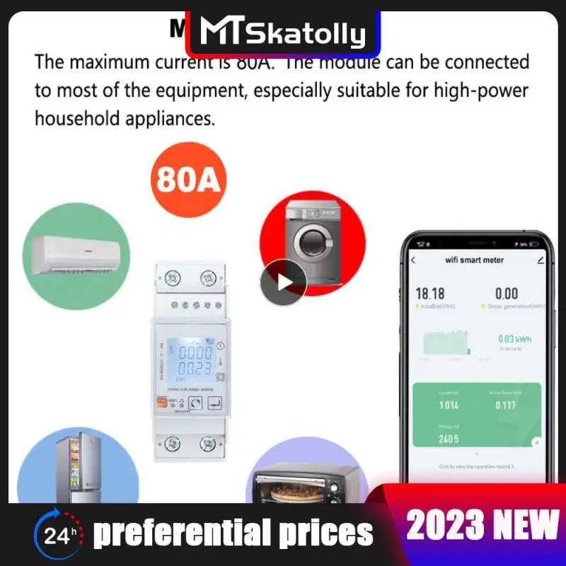 

Двухнаправленный измеритель энергии Tuya, Wi-Fi, однофазный, 80А, кВтч, ваттметр, вольтметр, амперметр, 110 240В, пульт дистанционного управления