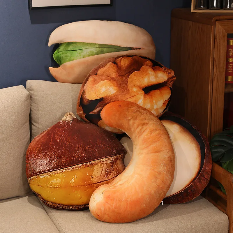 Simulational Nut Plush Pillow Creative Chestnut Plush Toy Funny Pecan Walnut Pillow Cushion Home Decor Kids Toy Birthday Gift