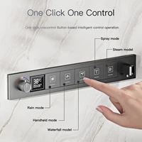 AITANA ทองเหลืองหรูหรา Gunmetal จอแสดงผล LED ระบบฝักบัวอาบน้ํา Thermostatic เพดานห้องน้ําฝังปกปิดผ้าม่านยักษ์สายฝน 5