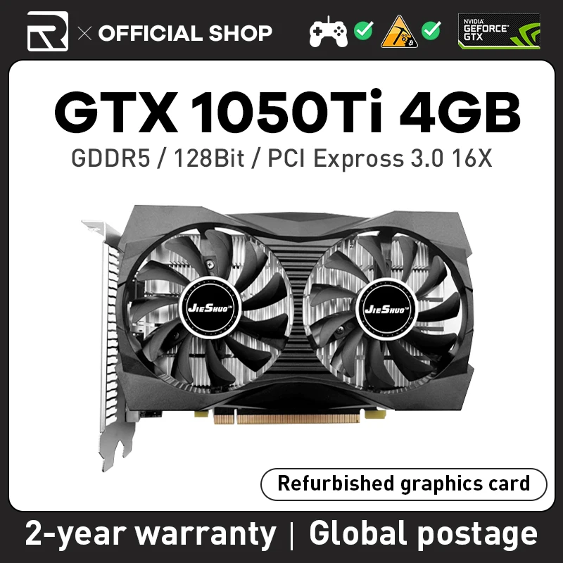 Jieshuo GTX 1050TI 4GB Graphics Card NVIDIA Dual Fan Gaming GPU GDDR5  128bit PCI-E 3.0 16X GTX 1050TI Video card - AliExpress