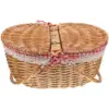 Wicker Picnic Red Grid Decorative Baskets For Home Decor Portable Storage Woven Basket Home Decor Gift Rustic Woven Handles 4