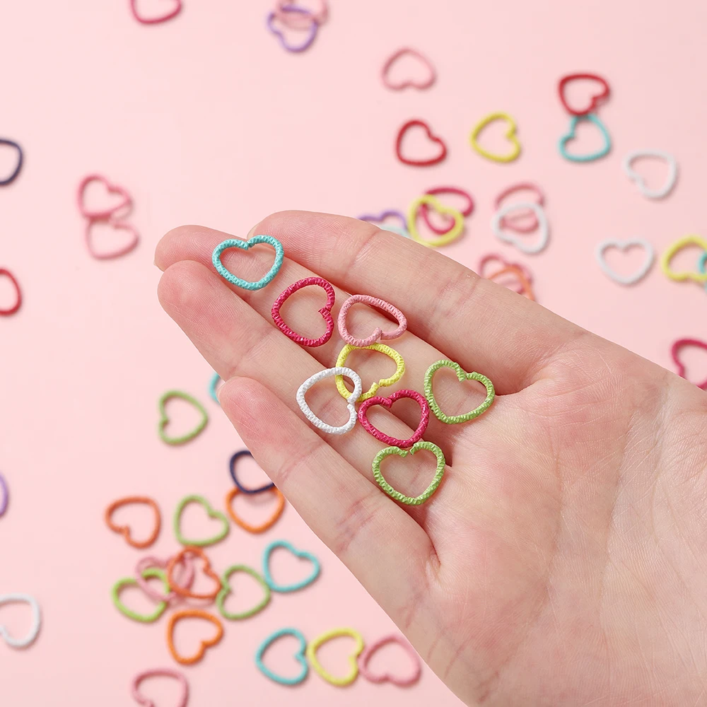 

50 шт./лот, 14 мм, красочные кольца в форме сердца, открытые разъёмные кольца, кольца для прыжков, разъем для изготовления ювелирных изделий своими руками, аксессуары, аксессуары