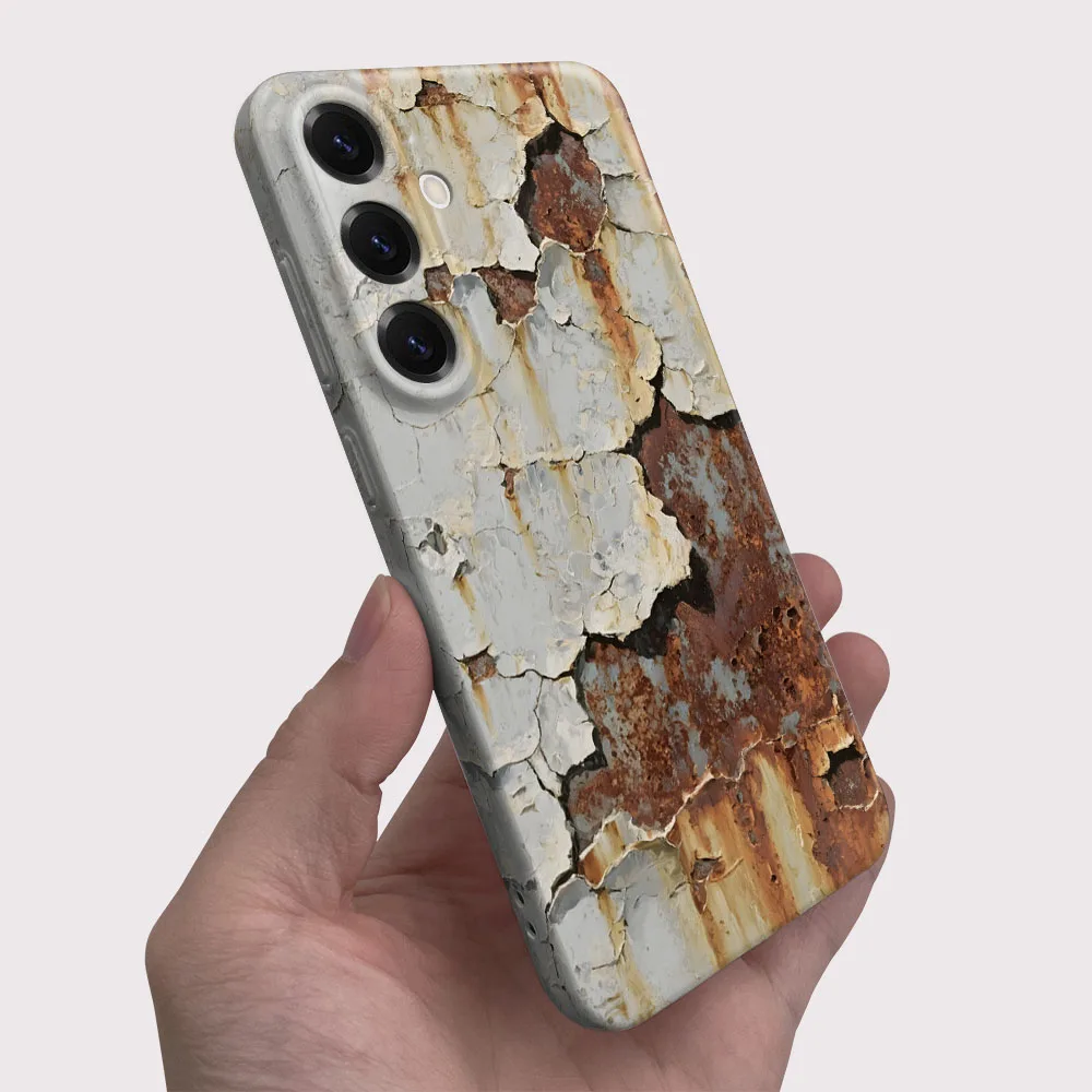 Rustic Metal Effect Shockproof Hard Case - Durable & Stylish Protection