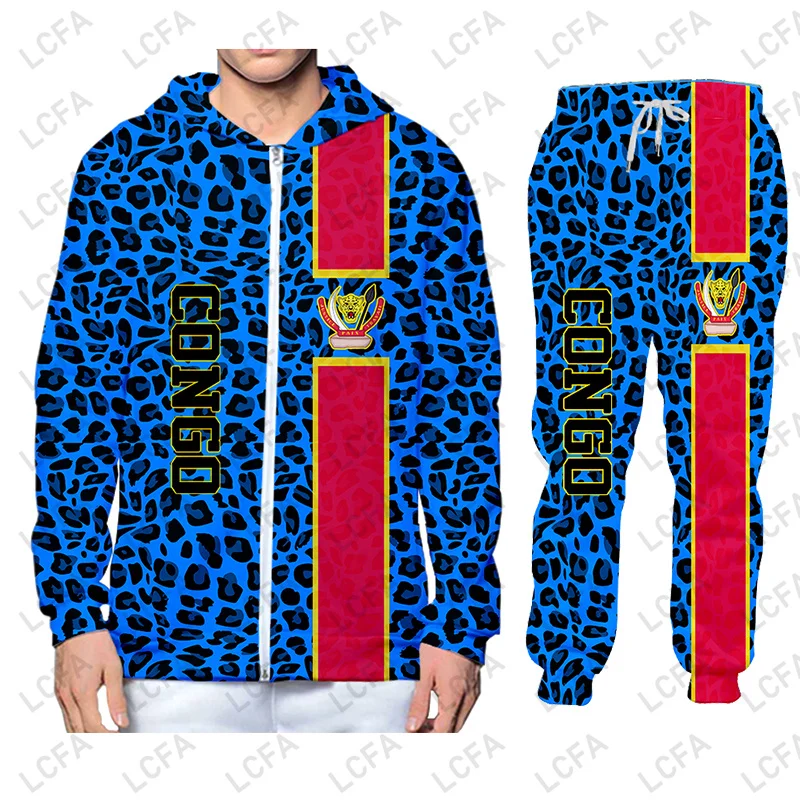 Democratic Republic Of The Congo Flag 3D Print Leopard Sweatshirt Unisex Casual Pullover Tracksuit Men  Men Clothes Sport Jersey 6