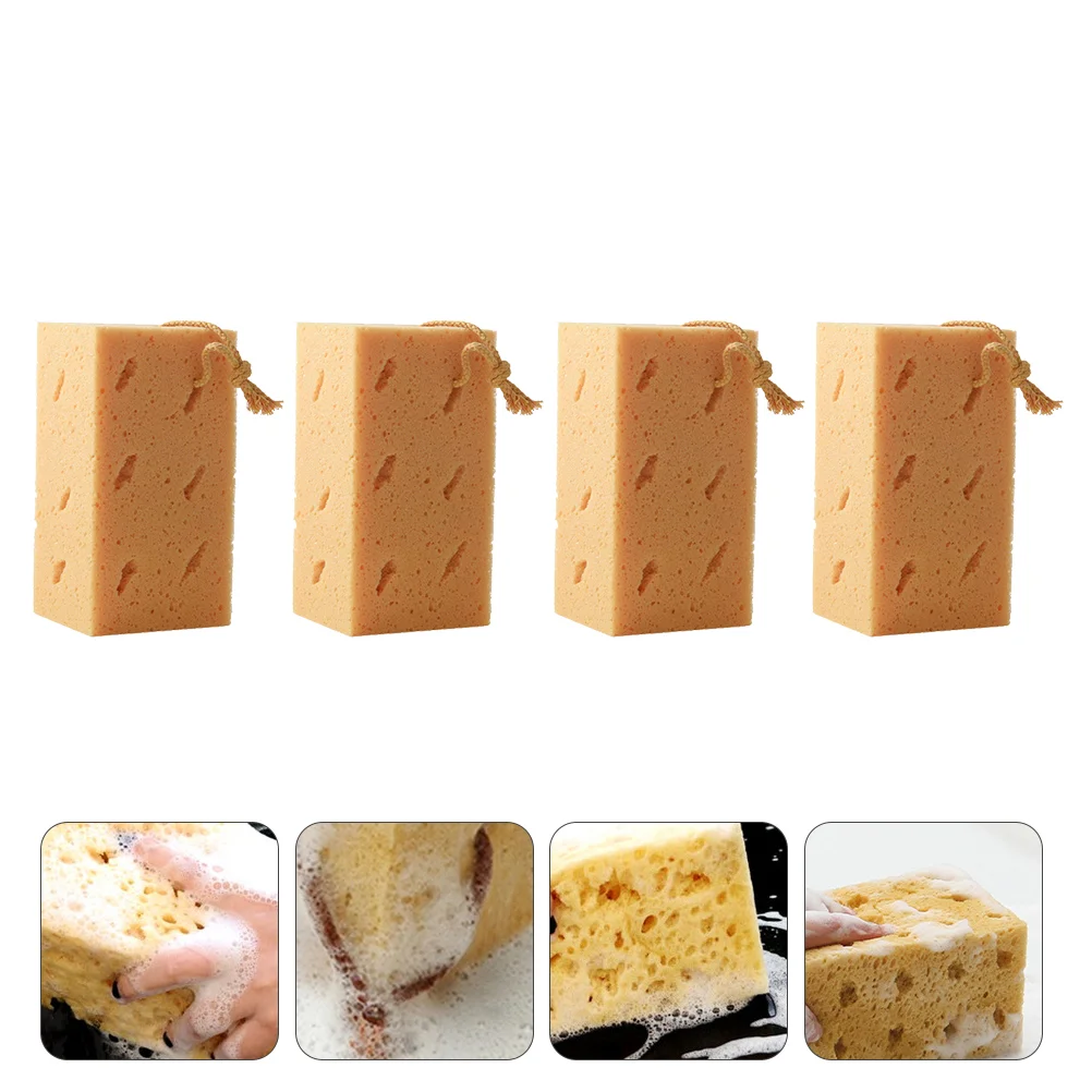 

4 Pcs Car Wash Sponge Tool Accessories Block Sponges Cleaning for Auto Coral Cleaner