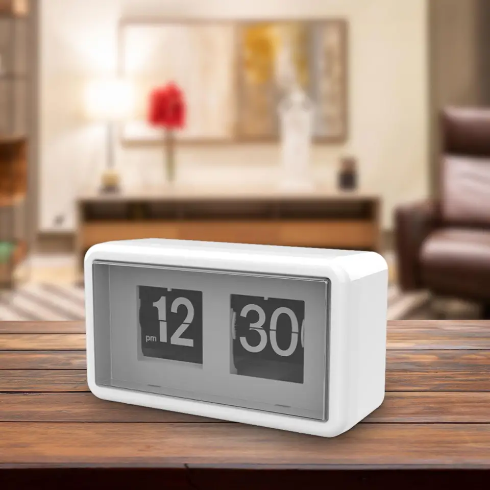 Orologio Da Tavolo Ribaltabile Digitale Nero | Flip Clock Automatico A Batteria | Acciaio 304, 20,5x14 Cm | Per Casa E Ufficio