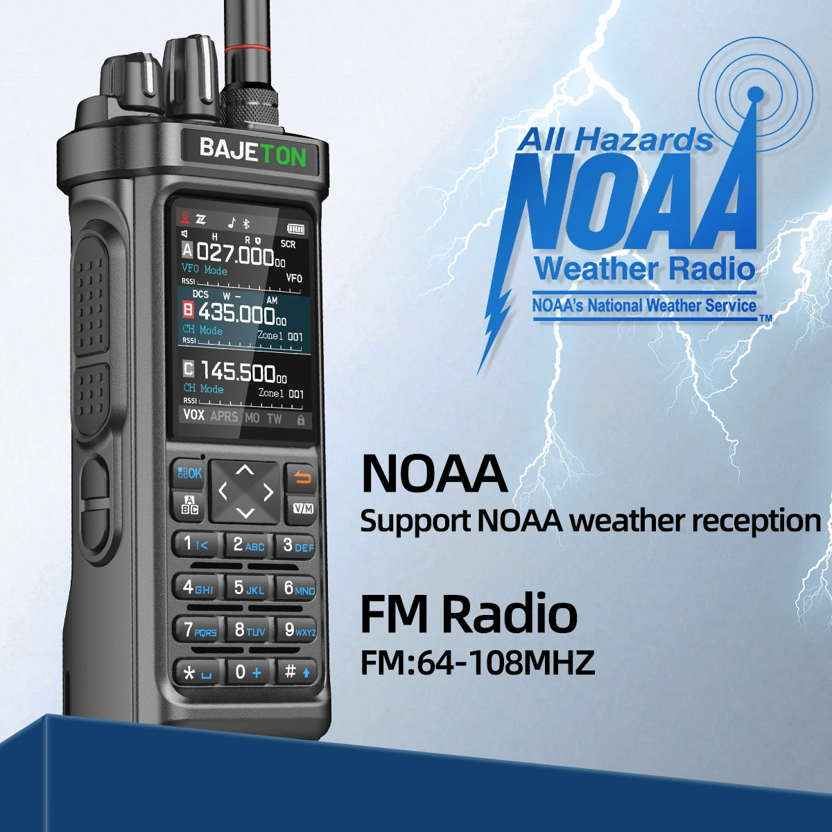 BAJETON BJ-9000 GPS APRSトランシーバー CB 27Mhz送受信機 SW MW LW