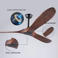 American Style Solid Wood Retro Ceiling Fan, Nordic Living Room, Dining Room, Industrial Variable Frequency 110V Electric Fan 2