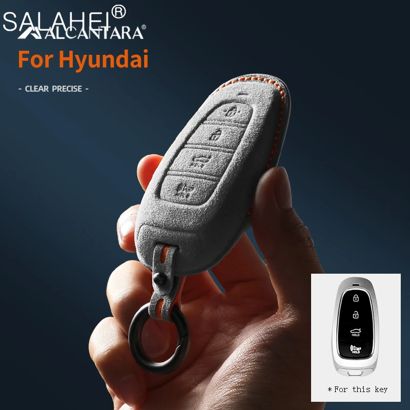 

Alcantara Suede Leather Car Key Fob Case Cover Bag For 2021 22 Beijing-Hyundai Fifth generation Tucson Ix25 Keychain Accessories