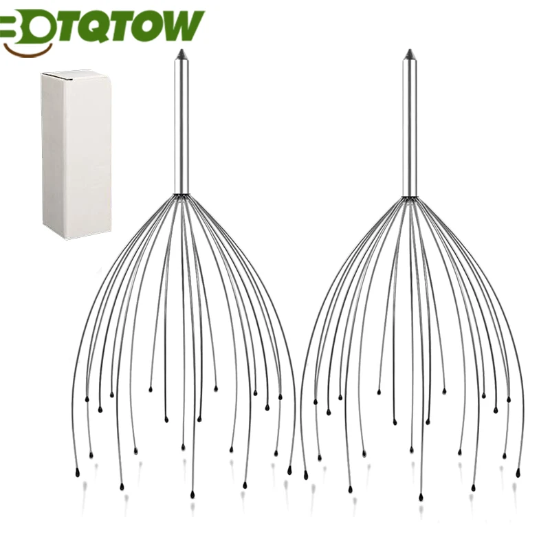 두피 마사지기, Asqraqo 스타킹 스터퍼, 20 손가락 핸드 헬드 마사지 팅글, 깊은 휴식용 마사지기, 모발 자극, 2 개 