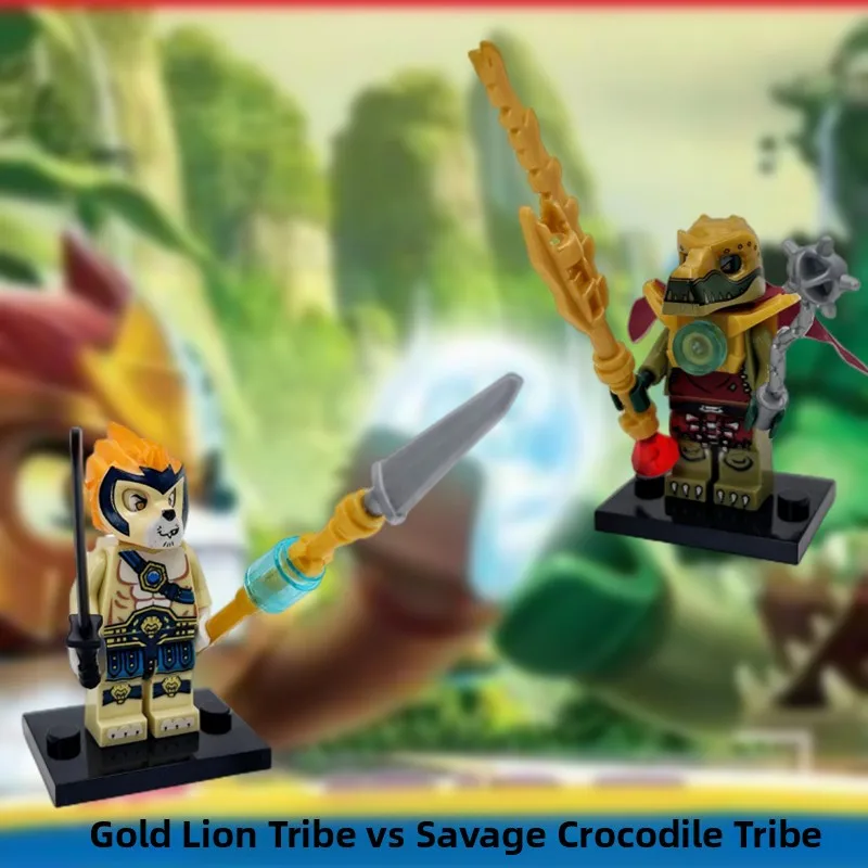 Unstoppable Lion Tribe Crocodile King Assembly Toy Building Blos Figure Puzzle Play Creative DIY Eonal Plastic Toys