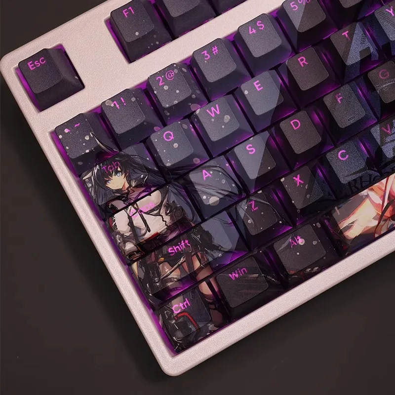 Arknights Chama Pbt Backlit Keycaps Anime Cartoon Gaming Key Caps para Ansi 61 87 104 108 Teclados mx Switch - Imagem 6