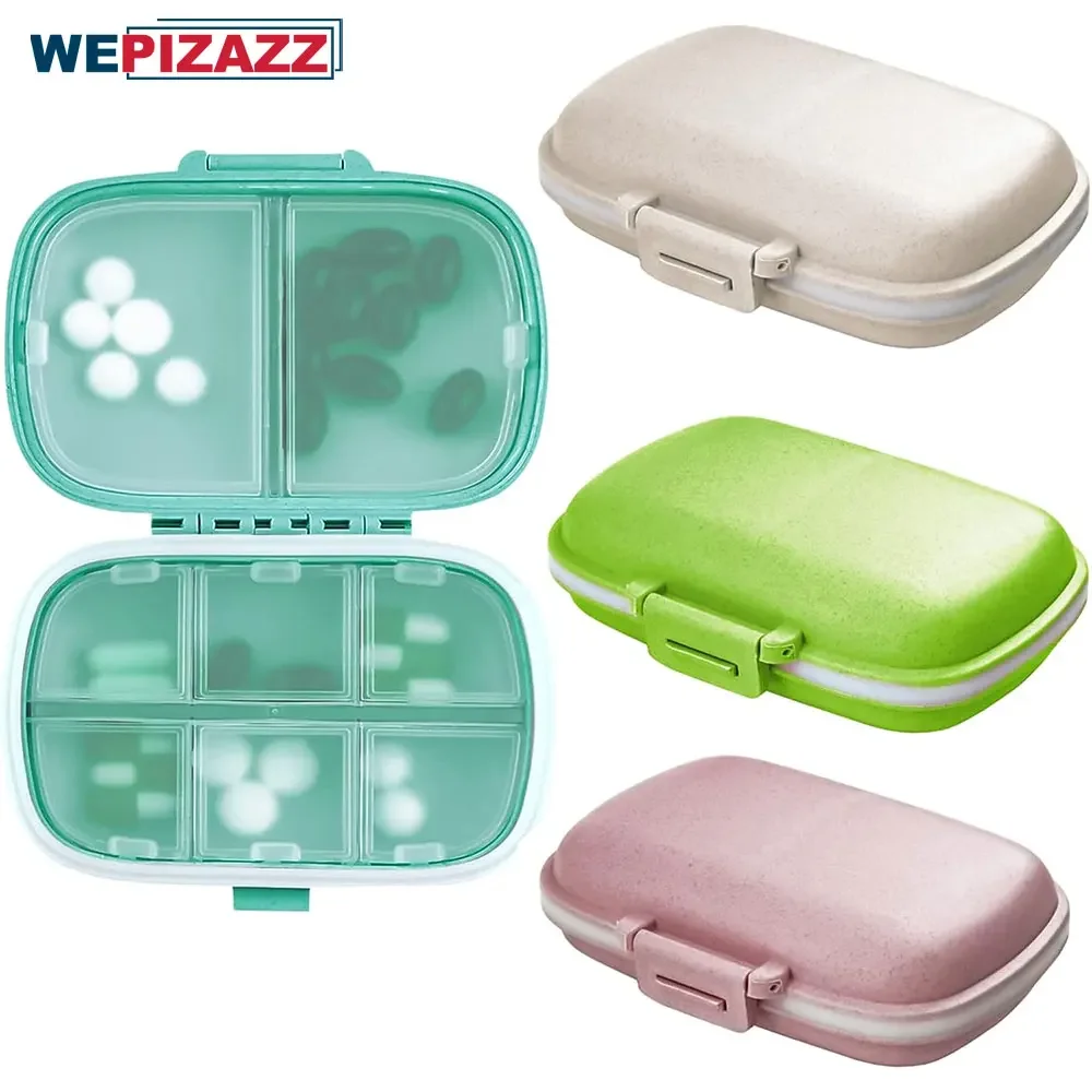 Compact Travel Pill Organizer - 8-Compartment Portable Medicine and Vitamin Storage Case