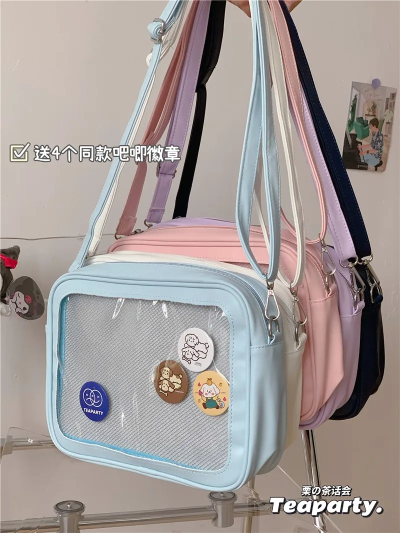 Original Cute Gyaru Chain Denim Transparent Shoulder Bag Itabag