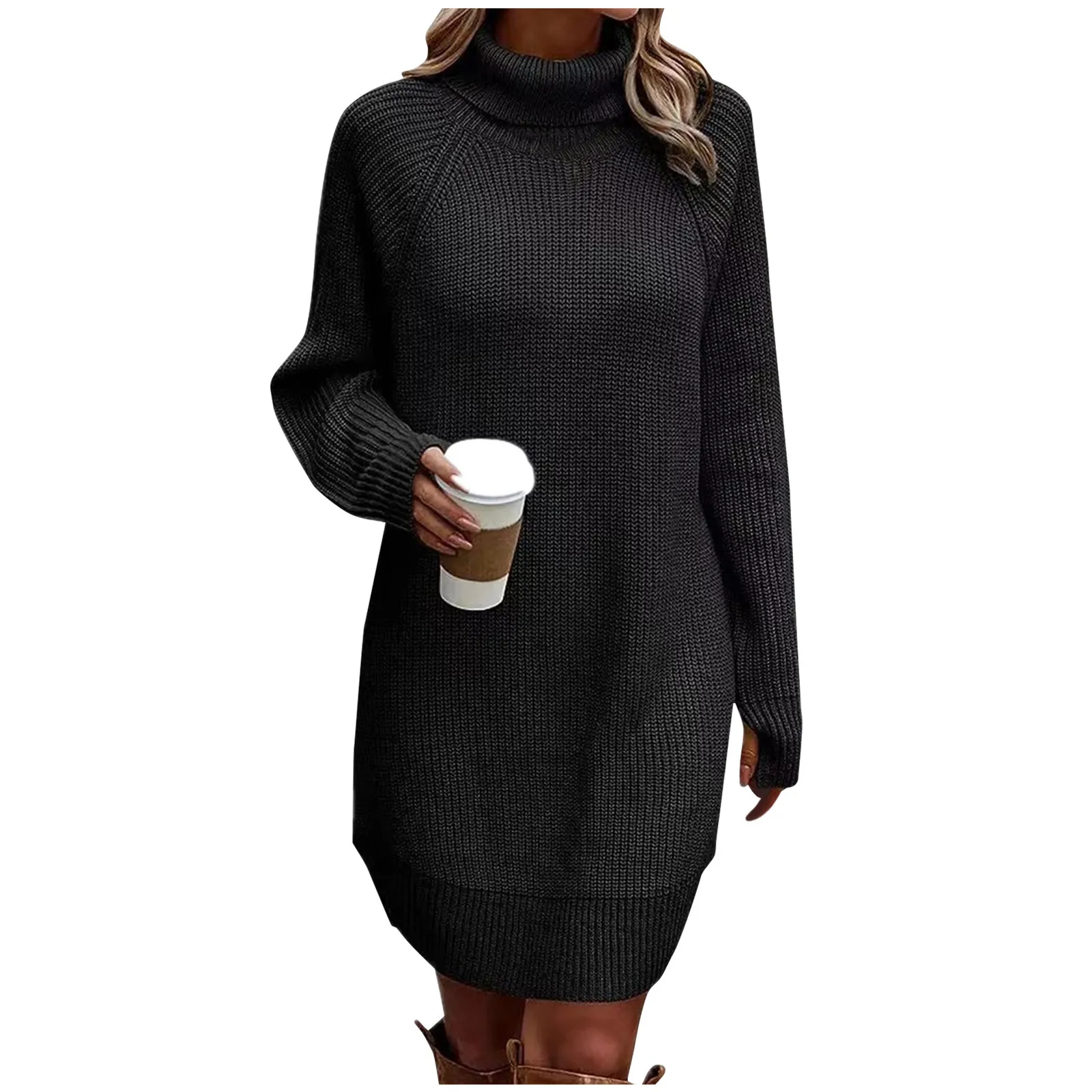 

Women's Sweaterdress 2023 elegant Casual Long Sleeve Mini Vestidos Female O Neck long sleeve pullover Femme loose warm Dress