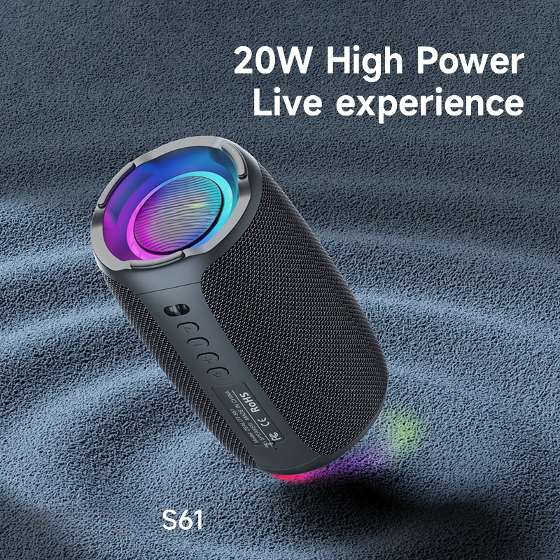 S61 Bluetooth Speaker,with IPX6 Waterproof Protection and Outdoor Bass Sound for Backyard and Beach Party,10W Loudspeaker HOT