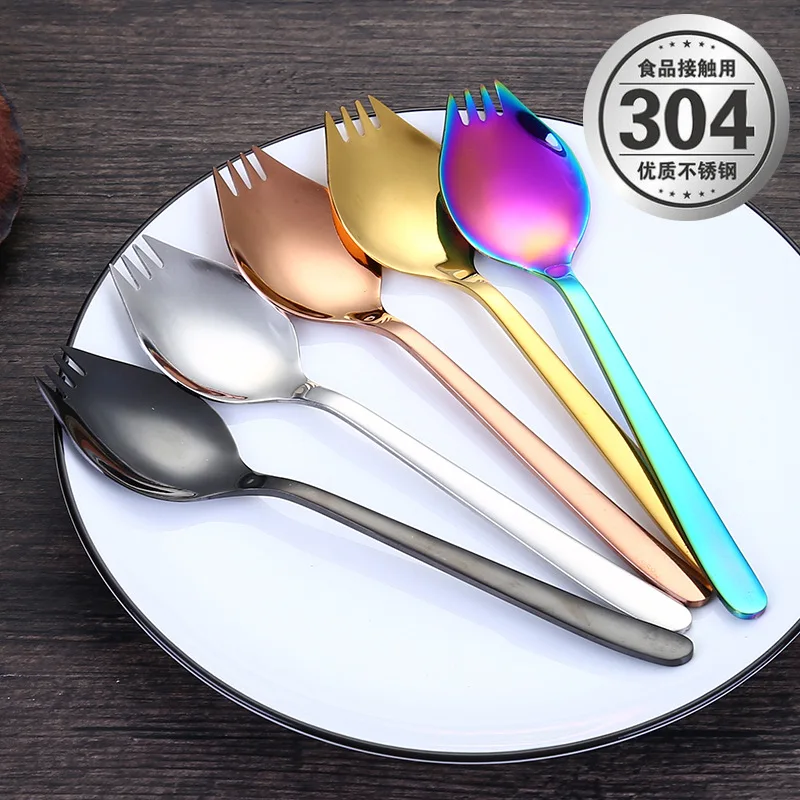 304 Stainless Steel Salad Cutlery Set Fork Spoon Gift Fruit Soup Western Food Children's