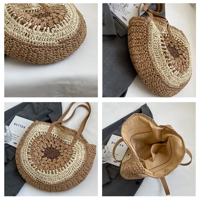 Borsa di paglia a forma di conchiglia borsa di paglia fatta a mano borsa da spiaggia estiva intrecciata in Rattan borse a tracolla per ragazza da donna borsa per bambini portamonete