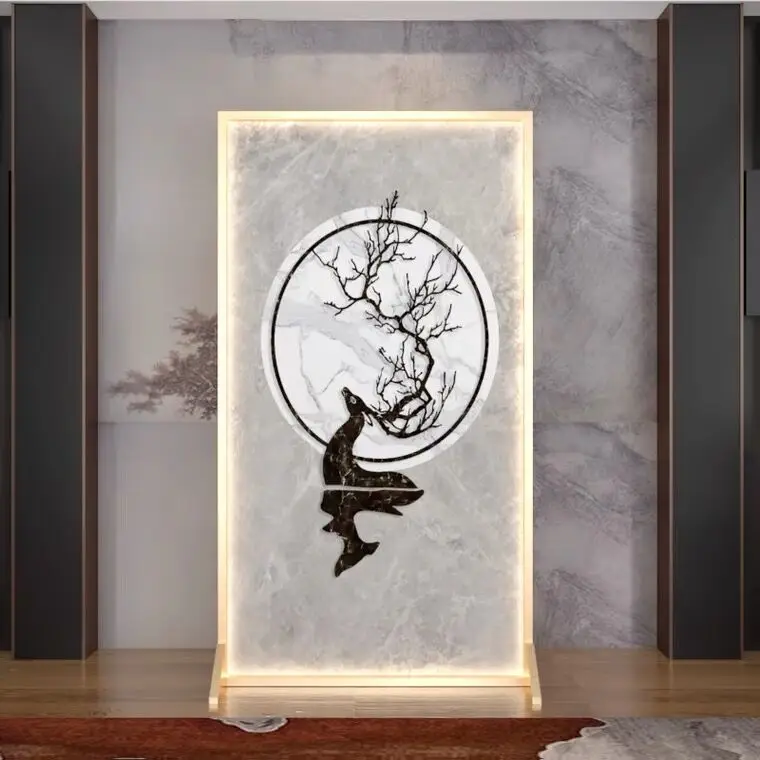 

Light luxury stainless steel screen Art screen Living room dining room entrance partition decoration SUS 304