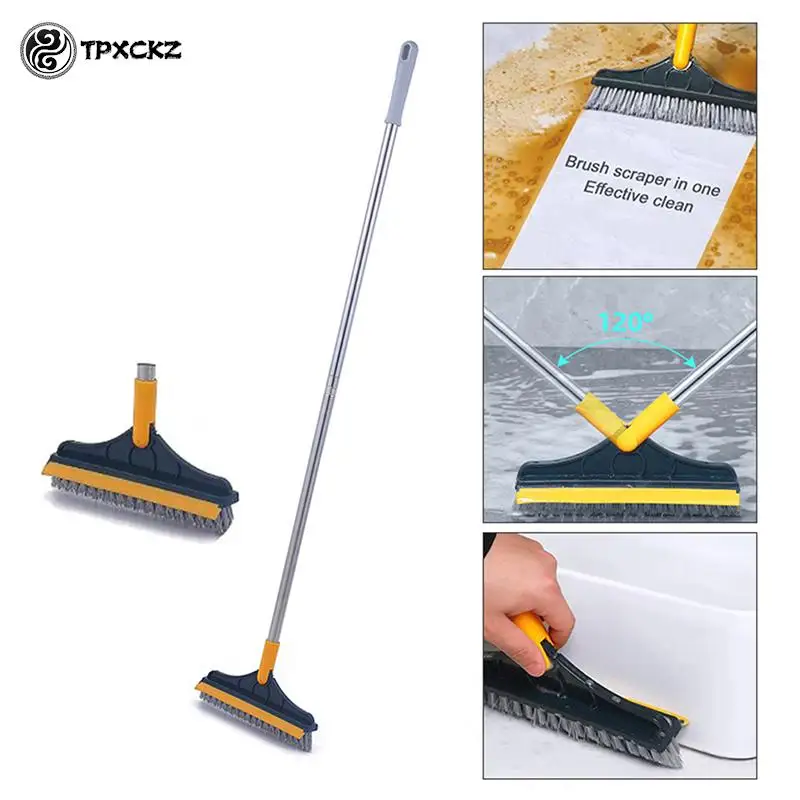 2 In 1 Floor Brush Scrub Brush, Adjustable V-shaped Cleaning With